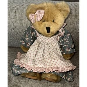 Russ Berrie Mulberry Girl Teddy Bear Brown Plush Stuffed Toy Handmade Dress Tag